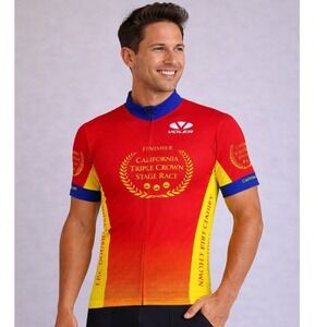 Voler Men California Triple Crown Stage Race Finisher Cycling Jersey Red Yellow